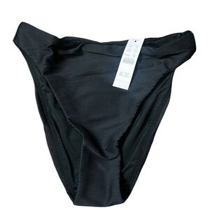 NWT J. Crew Black Ribbed Swim Bottoms Only XS